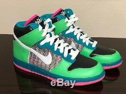 Nike Wmns 6.0 Dunk High Top Neon Green/Pink/Teal 342257-311 SZ 11 (Mens 9.5) NEW