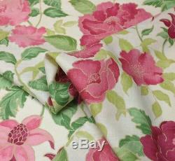 Nina Campbell Mai Fleuri Pink Green Floral Upholstery Linen Fabric 4 Yards 55w