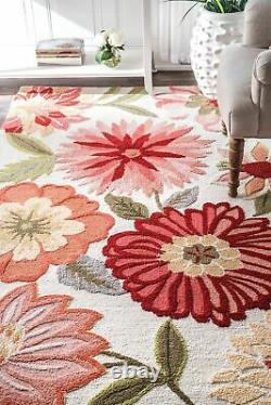 NuLOOM Hand Made Country Floral Area Rug in Ivory, Pink, Red, Green