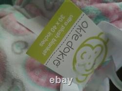 Okie Dokie NWT Paisley Teardrop Pink Green Plush Baby Blanket Security Lovey NEW