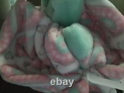 Okie Dokie NWT Paisley Teardrop Pink Green Plush Baby Blanket Security Lovey NEW