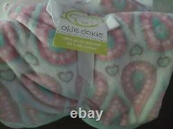 Okie Dokie NWT Paisley Teardrop Pink Green Plush Baby Blanket Security Lovey NEW