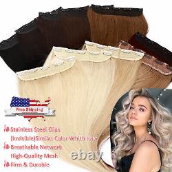 One Piece Invisible Clip In 100% Remy Human Hair Extensions THICK Full Head Weft
