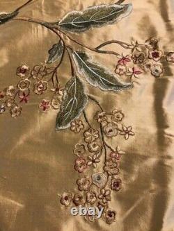 Oriental Poppy' by Colefax & Fowler, embroidered pink/green on gold, 25 yards