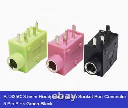 PJ-325C 3.5mm Headphone Audio Socket Port Connector 5 Pin Pink Green Black