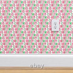 Peel-and-Stick Removable Wallpaper Christmas Green Pink Red Typography ABCs