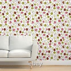 Peel-and-Stick Removable Wallpaper Pink Green Leaves Botanical