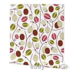 Peel-and-Stick Removable Wallpaper Pink Green Leaves Botanical