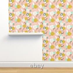 Peel-and-Stick Removable Wallpaper Vintage Floral Blush Pink Mint Green Mustard