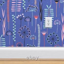 Peel-and-Stick Removable Wallpaper Wild Wildflowers Blue Pink Green Plants