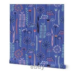 Peel-and-Stick Removable Wallpaper Wild Wildflowers Blue Pink Green Plants