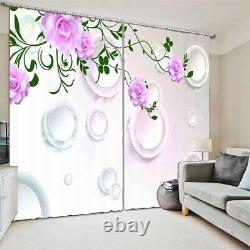 Pink Flower Green Vine 3D Curtain Blockout Photo Printing Curtains Drape Fabric