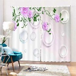 Pink Flower Green Vine 3D Curtain Blockout Photo Printing Curtains Drape Fabric