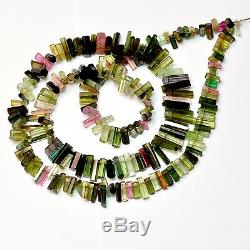 Pink Green Blue Faceted Tourmaline Crystal Beads 16 inch strand