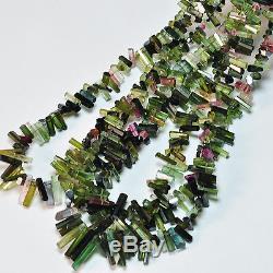 Pink Green Blue Faceted Tourmaline Crystal Beads 16 inch strand