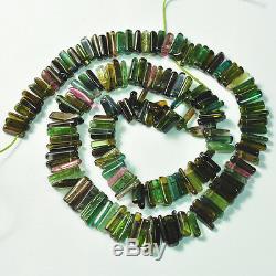 Pink Green Blue Smooth Tourmaline Crystal Beads 16 inch strand