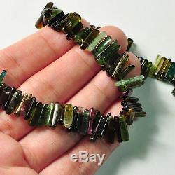 Pink Green Blue Smooth Tourmaline Crystal Beads 16 inch strand