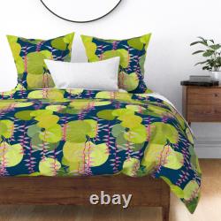 Pink Green Blue Yellow Flowers Floral Sateen Duvet Cover by Spoonflower