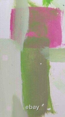 Pink Green Original Abstract Painting Art For Living Room Bedroom 9 x 12