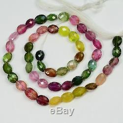 Pink Green Yellow Tourmaline Faceted Oval Nugget Beads 14.5 inch strand
