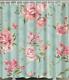 Pink Roses With Green Leafs Bathroom Shower Curtain Polyester