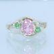 Pink Spinel Green Tsavorite Garnet Handmade Sterling Silver Ladies Ring Size 7