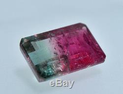 Pink and Green Bi Color Tourmaline 17.9mm 15.5ct Faceted Gemstone Brazil