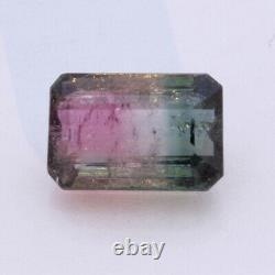 Pink and Green Bi-Color Tourmaline Faceted Octagonal Brazil Gem 4.34 carat