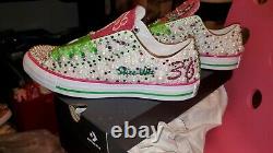 Pink and green shoes