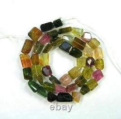 Pink, yellow, green TOURMALINE faceted nugget beads AA+ 8-12mm 18 strand