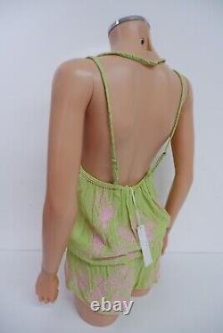 Poupette St Barth Womens BRAND NEW Beach Playsuit Shorts Size 2 M Green Pink