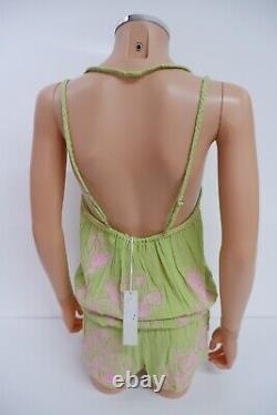 Poupette St Barth Womens BRAND NEW Beach Playsuit Shorts Size 2 M Green Pink
