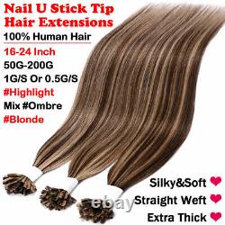 Pre Bonded Keratin Fusion Nail U Tip Human Hair Extensions Real Remy Hair 200S