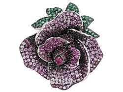 Pretty Rose Flower Design Pink Rubies & Green Emerald 2.33TCW Fashion Party Ring