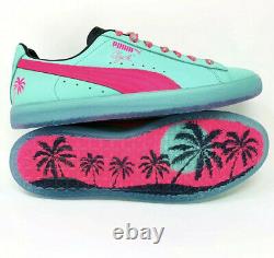 Puma Clyde 1973 South Beach Miami Palm Tree Leather Teal Green Pink Mens Size 12