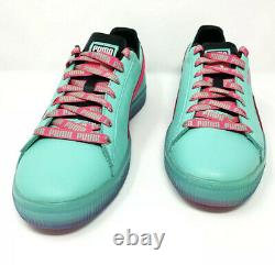 Puma Clyde 1973 South Beach Miami Palm Tree Leather Teal Green Pink Mens Size 12