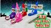 Purple Pink Elf On The Shelf Candy Cane Sledding With Red Blue And Green Elves Day 6