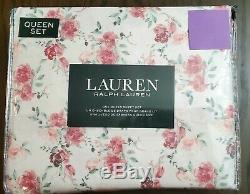 RALPH LAUREN Pink/Coral Green White Spring Floral Queen Sheet set 4 PC