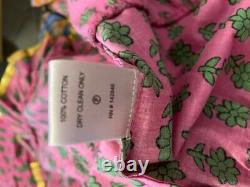 RHODE RESORT pink and green printed dress size small with gold details beach dr