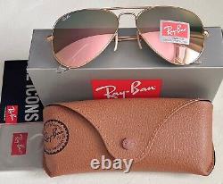 RayBan RB3025 Aviator Women Classic Mirror Flash Pink Lens Unisex 58mm