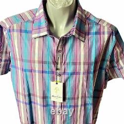 Robert Graham Size 3XL Mens Shirt Multicolor Plaid Blue Pink Green Brights New