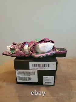 Roberto Cavalli Class, Pink & Green, Faux Python Leather Sandals Slides Size 37