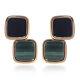 Roberto Coin 18k Rose Gold And Black Jade Green Malachite Square Earrings