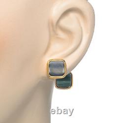 Roberto Coin 18K Rose Gold And Black Jade Green Malachite Square Earrings