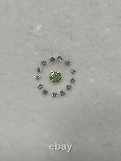 Round Shape Parrot Green And Pink Color Natural Diamond For Jewelry BGCU-1