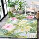 Safavieh Barbados Collection 4' X 6' Green / Pink Bar516x Tropical Floral Ind