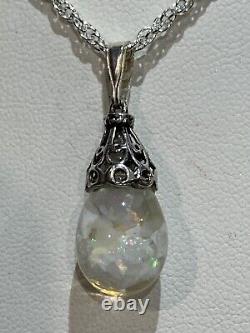 SALE $75 OFF RARE ANTIQUE COLOSSAL 21MM FLOATING OPAL NECKLACE STYLE#1A-Sterling