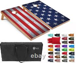 Set of 4'x2' American Flag Combo Cornhole Boards with 8 Cornhole Bags