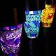 Set Of 6 Two Tone Crackle Mosaic Solar Light White Led In Pink Sliver Green