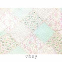 Shabby Chic Country Soft Shabby Pink Green Lace Lavender Lilac Ruffle Quilt Set